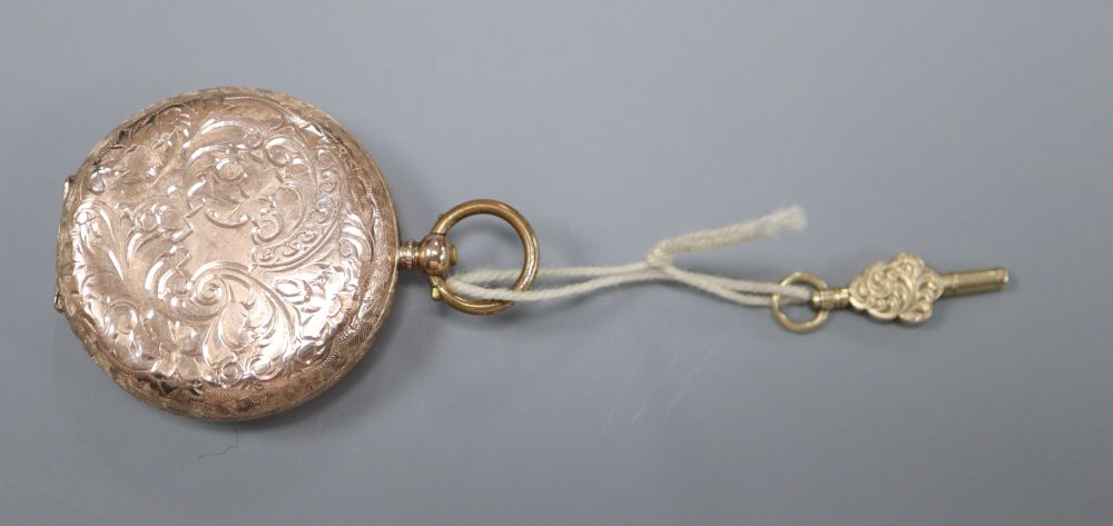 An early 20th century engraved 9ct open face fob watch,
